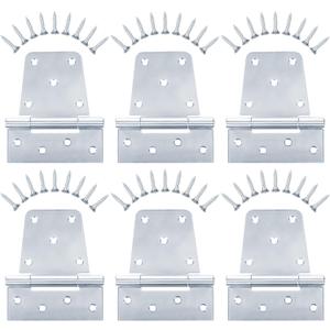 Heavy Duty Gate Hinges 3.5 inch 6 Pack Extra Thick Industrial T Hinges Barn Door Shed Door Hinges for Large Wooden Gates Wood Fence Outdoor - Zinc Iron Finish (Screws Included) (Silver)