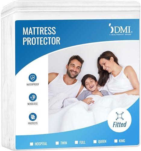 DMI Full Size Waterproof Mattress Protector - Fitted, Noiseless Mattress Cover, Soft and Breathable, 54" x 75"x 13", White