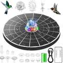 AISITIN 9W Solar Fountain Pump 2026, Solar Water Fountain Kit with 6600mAh Rechargeable Battery & 14 Nozzles & Charging Cable & Remote Control & 11 Colorful LED Lights for Garden Pond Pool Outdoor