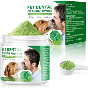 Dog Dental Powder,Dog Teeth Cleaning Powder,Dog Dental Cat Dental Care,Cat and Dog Teeth Cleaning,Canine Plaque Remover Helps Reduce Bad Breath,Improve Pet's Oral Cavity and Freshen Breath80G