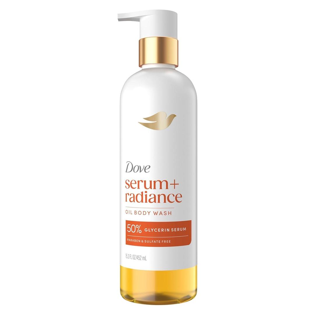 Dove Serum+ Shower Oil Body Wash with Jojoba & Monoi Flower Oils, Radiance Hydrating Cleanser, 15.3 fl oz