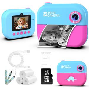 PIRIE Kids Digital Camera, 14MP 1080p HD with 2.4-Inch LED Display, Dual Lens, 16x Optical Zoom, 1500mAh Battery, ABS Material, Ages 4-12, USB Connectivity (Pink)