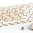 Wireless Keyboard and Mouse Combo, FullSized Wireless Keyboard and Adjustable DPI Mouse, 2.4GHz USB Receiver, Keyboard and Mouse for PC, Windows, Desktop, Laptop (Latte Color)