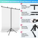 White Backdrop with Stand for Photoshoot, 5X6.5ft White Photo Backdrop with T Shape Background Backdrop Stand for Photography, Portable Photo Backdrop Curtain Stand Kit w Carrying Bag 5 Spring Clamps