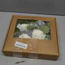 Ling's moment Fake Flowers Box, Faux Artificial Greenery Stems Foam Roses Gardenia Silk Eucalyptus Fabic Flower for Centerpieces Bouquet Wedding Vase Decorations, Dusty Blue & White, Grand Combo