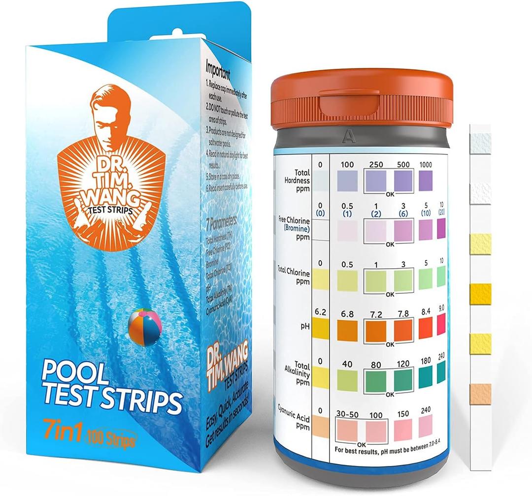 Pool and Hot Tub Test Strips - Medical-Grade Precision 7-1 Pool Test Kit - Testing pH, Free Chlorine(Bromine), Total Alkalinity & Cyanuric Acid & More - Pool Water Test Kit Pool and Hot Tub Test Strips - Medical-Grade Precision 7-1 Pool Test Kit - Testing pH, Free Chlorine(Bromine), Total Alkalinity & Cyanuric Acid & More - Pool Water Test Kit