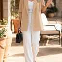 Cicy Bell Womens Short Sleeve Oversized Blazers Lapel Button Down Jackets, Medium, Dark Khaki