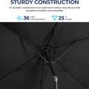 Wisteria Lane Patio Umbrella, Rectangular Patio Umbrella, Metal Pole Square Outdoor Umbrella with Crank and Push Button Tilt, Large Outdoor Umbrella with Polyester Canopy, Black