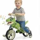 Dinosaur Bike for Kids 3-5, Toddler Balance Bike 4+ Year Old, Birthday Gift for Boys Girls with Adjustable Handlebar, Music & Eye Flashing Lights, Ride On Dino Toy, Carbon Steel Frame 10 Inch Wheels