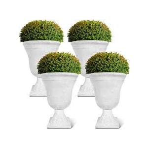 Dandat 4 Pack Large Outdoor Urn Planter 22 inch Tall Plastic Planter for Front Proch Classic Vase Decorative Garden Pot for Indoor Outdoor Door Patio Deck Decor (Black)