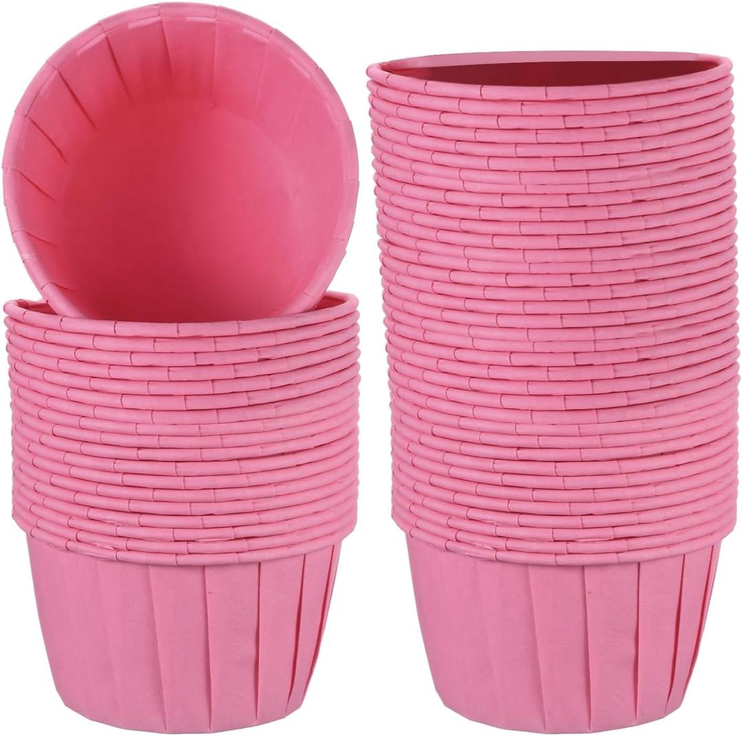 uxcell Mini Cupcake Liners for Baking, 50 Pink Greaseproof Paper Disposable Cupcake Holders for Multiple Occasions, Everyday Baking, Wedding, Showers, Gift
