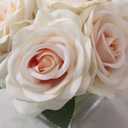 Fule Artificial Velvet Rose Flower Centerpiece Arrangement in vase for Home Wedding Decoration (Champagne)