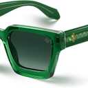 VISOONE Fashion 100% UV400 Protection Rectangle TR90 Y2K Sunglasses Accessories for Women Men RIVER (Basil Green/Dark Green)