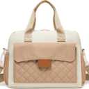 Beaulyn Stylish Lunch Box for Women,Cute Quilted Lunch Box for Girls, Insulated Lunch Bag with Multi-pockets, Snap Closure & Shoulder Strap,ReusableLunchbox Tote Bag for Work Shcool Picnic (Beige)