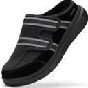 FitVille Mens Wide Slippers with Arch Support Breathable Adjustable House Slippers Mules‌ Orthopedic Indoor Walking Shoes Slip On Clog for Plantar Fasciitis, 14 Wide