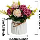 Artificial Flower Plants Mini Fake Hydrangea Flowers in Pot for Home Decor Party Wedding Office Patio Table Desk Decoration, Set of 4, Size: 3.3''(Diameter) x 5.5''(Tall)