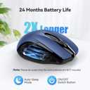 TECKNET Wireless Mouse, 2.4G Ergonomic Optical Mouse, Computer Mouse for Laptop, PC, Computer, Chromebook, Notebook, 6 Buttons, 24 Months Battery Life, 2600 DPI, 5 Adjustment Levels - Blue