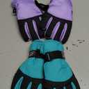 SATINIOR 2 Pairs Kids Waterproof Winter Snow Gloves Ski Gloves for Boy Girl Outdoor Warm Thickening Snowboar (8-12 Years, Light Purple, Cyan)