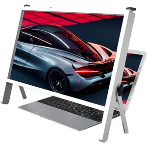 3D 21 Inch Laptop Computer Screen Magnifier, Laptop Computer Screen Magnifier Expanders Bracket Magnifiers Ultra-Clear Projector Screen Magnifying, Portable Amplifier Desktop (Color : White)