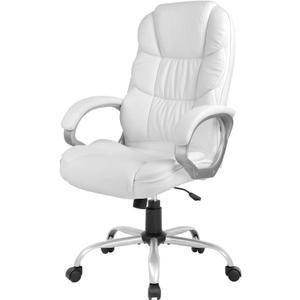 Office Chair Computer High Back Adjustable Ergonomic Desk Chair Executive PU Leather Swivel Task Chair with Armrests Lumbar Support (White)