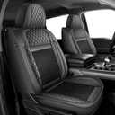Fumgil Custom Fit Ford F150 Seat Covers 2009-2025 2026 F250/F350/F450 2017-2026 Full Set Waterproof Faux Leather Car Seat Covers for Crew Cab XL XLT Lariat King Ranch Platinum(5 Seats,Black)