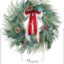 Christmas Wreaths for Front Door Outdoor, 24 Inch Artificial Xmas Winter Wreath, Christmas Wreath for Indoor Window, Wall, Porch, Mantel Decor, Decorated with Pine Cones, Bells & Red Bows Decorations (Red and Beige)