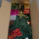 Small Christmas Tree with Lights - 23 Inch Mini Tabletop Christmas Tree with Warm-White LED Lights, Hanging Ornaments, Decorative Bow and Gift Boxes - Prelit Table Tree for DIY Christmas Decoration