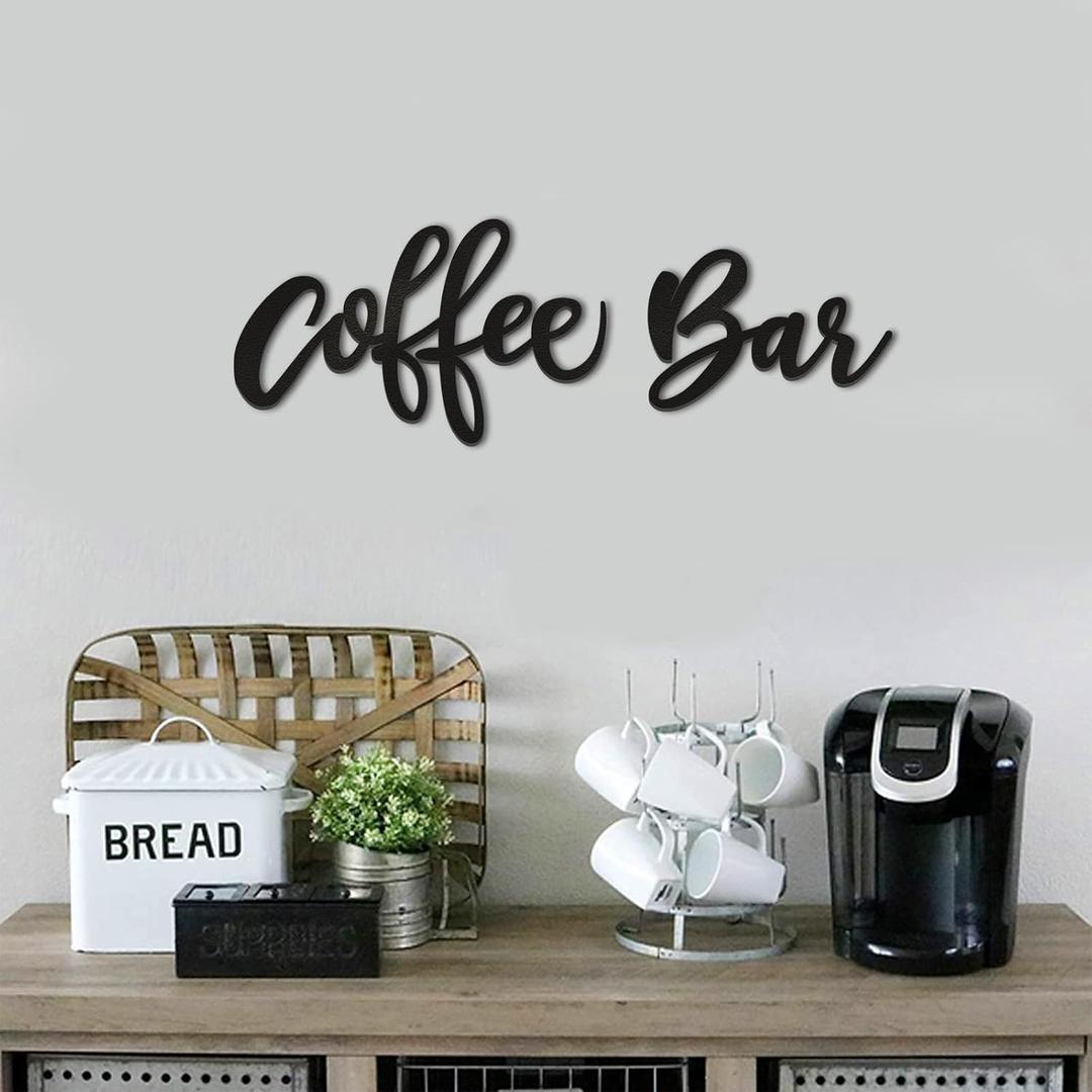 Huray Rayho Wooden Coffee Bar Wall Sign Kitchen Decor Station Letter Sign Art Farmhouse Decoration for Home, Cafe, Tabletop, Breakfast Nook or Restaurants Coffee Lover Gifts