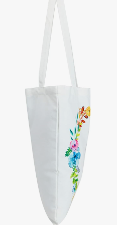 Set of 2 Reusable Monogram Letter Personalized Tote Bags for Women, Floral Design X Letter