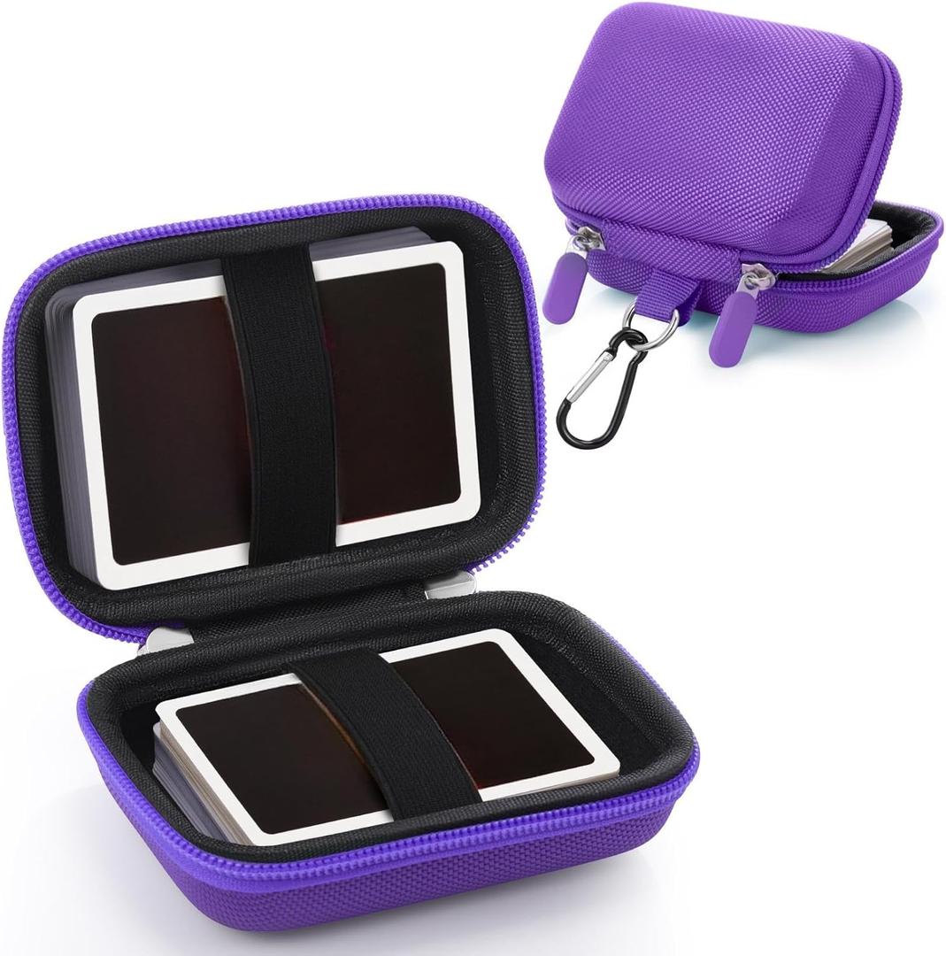 Sanwuta 2 Pcs Travel Card Games Case Playing Card Case EVA Hard Protective Storage Carrying Bag for Classic Playing Box Not Including Cards (Purple)
