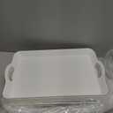 6 Pcs Serving Trays with Handles Trays for Eating 16 x 11 Inch Multi Purpose Plastic Tray Rectangular Anti Skid Decorative Food Tray for Restaurant Breakfast Countertop Party Kitchen (White)