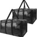 Heavy Duty Extra Large Moving Bags,58 Gallon Jumbo Packing Bags,Huge Moving Storage Bags with Strong Zippers & Carrying Handles,Reusable Big Moving Storage Bags for College Dorm Travel 2Pack (Black)