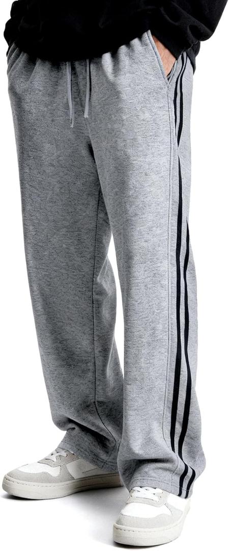gymha Men's Straight Leg Fleece Sweatpants Relaxed Fit Drawstring Elastic Waist Lounge Pants with Pockets for Athletic Casual (Medium, Gray)