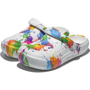 Tie-dye Women Clogs Lightweight Slip-on Garden Shoes Cheap Slippers/Sandals/Water Shoes (10, White L002)