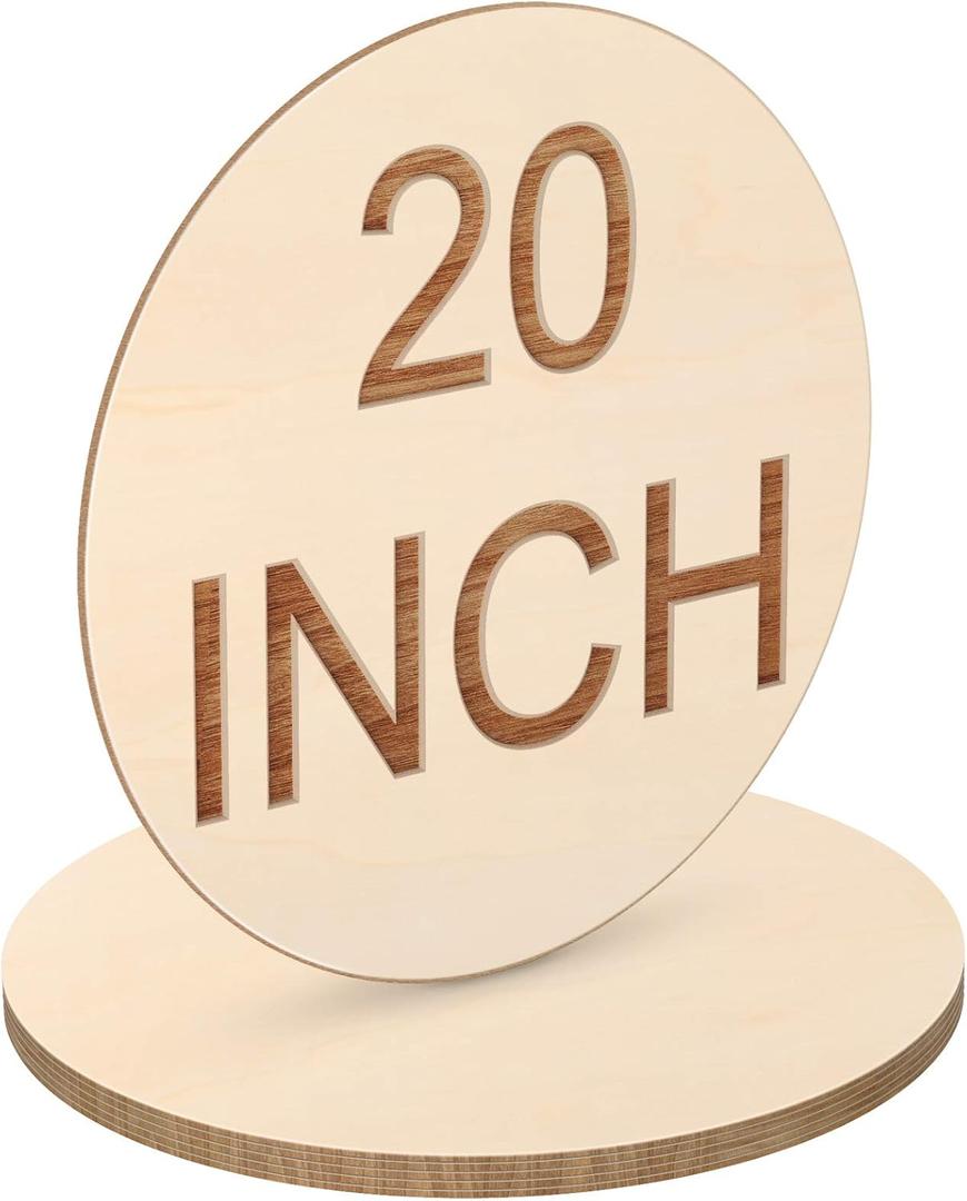 20 Inch Round Wood Circles Unfinished Wood Cutout for Craft Door Hanger Christmas Decorations, and Painting (2 Pieces)