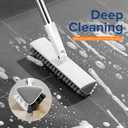 Floor Scrub Brush with Long Handle, Heavy Duty Hard Bristle Tile Scrubber for Cleaning Shower, Wood Floors, Concrete, and Garage  Stiff Bristle Floor Brush