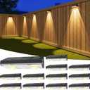VOLISUN Solar Fence Lights, 12 Pack Solar Powered Fence Lights Outdoor with Warm White LED Spot Lens, IP65 Waterproof Fence Solar Lights Outdoor for Patio, Backyard, Railing, Deck（Black）