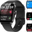 Smart Watch for Men Women with Bluetooth Call & AI Voice, 1.85" HD Fitness Tracker with Heart Rate SpO2 Sleep Monitor, 100+ Sports Modes, Mini Games, IP68 Waterproof Smartwatch for Android iOS Phones (Black)