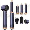5 in 1 Blow Dryer Brush, Negative Ion Hair Dryer Brush Set Upgrade Hot Air Brush Air Styler Curling Wrap Air Curler, Curling Iron Hair Styling Tools As A Gift for Straight/Curl/Drying/Smoothing (Blue)