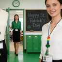 St Patricks Day Teacher Lanyard with Cute Leprechaun Beads, St Patricks Day Lanyard Breakaway Clasp for ID Badges, Fit for School and Classroom Use