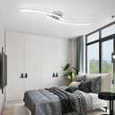 31.4Inch Modern LED Ceiling Light 22W Chrome Linear Ceiling Light Fixture 6000K Aluminum Long Flush Mount Ceiling Lights Fixture Lamp for Bedroom Hallway Kitchen Bathroom, 31.49Inch
