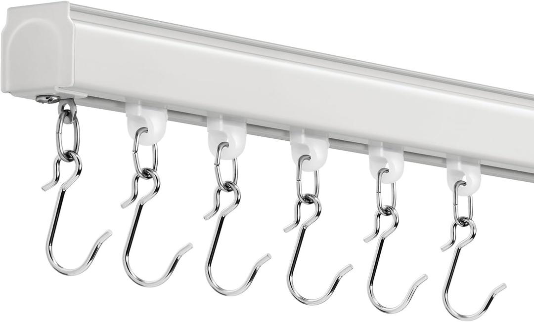 Silent Ceiling Curtain Track, Aluminum Rail Set, White, 12ft-15ft