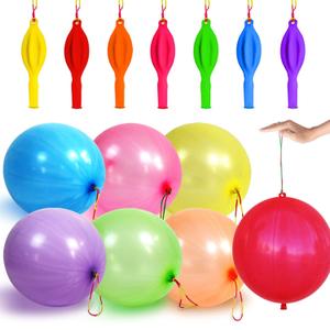 LEEZZIZZ 30Pcs Punch Balloons, Thickened Neon Punching Balloon Heavy Duty Party Favors for Kids with Rubber Band Handle, Bouncy Balls for Birthday Weddings Goodie Bag Stuffer Supply