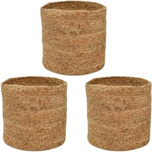 Kalakriti (Pack of 3, 6 Inch Height Jute Planter Basket | Sustainable Woven Rope Storage for Decorating Indoor | Outdoor | Modern Style Decor | Natural Jute | Plants Pots Multi-Purpose Bins Brown