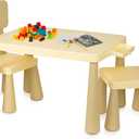 Kids Table and 2 Chairs Set with Storage Drawer, Height Adjustable Toddler Desk and Chair Set, Classroom/Playroom/Daycare/Home, Children Multi-Activity Table for Ages 2-8