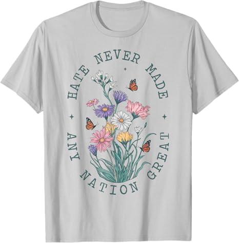 Anti Trump Floral Butterflies Democrat President Liberal T-Shirt (Small)