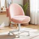 GTPLAYER Velvet Tall Office Chair with Wheels Vanity Chairs with Back, Versatile Height Use: Office to Bar Stools Small Ergonomic Comfy Armlees Computer Desk Chair with Bow Lumbar Pillow for Gift, 23 Inches X 19 Inches X 40 Inches