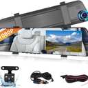 Podofo 4.5" Rear View Mirror Camera Dash Cam DVR Monitor Rear View Dual Camera Video Recording System 1080P IPS Screen/Loop Recording/150 Wide Angel/Night Vision/G-Sensor/Parking Assistance