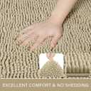 LOCHAS Luxury Bathroom Rug Shaggy Bath Mat 24 x 60 Inch, Washable Non Slip Bath Rugs for Bathroom Shower, Soft Plush Chenille Absorbent Carpets Mats, Beige
