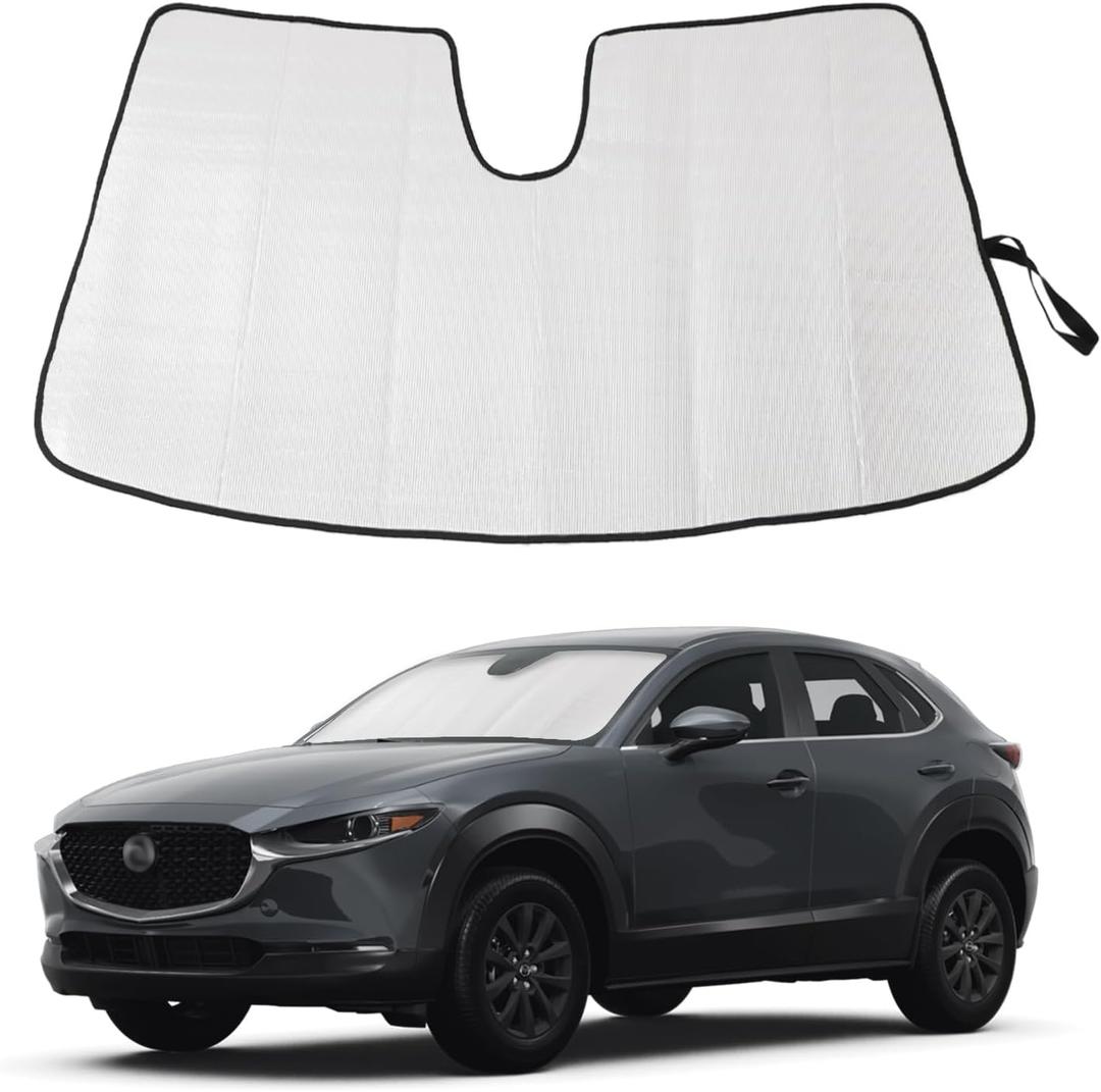 Windshield Sunshade for Mazda CX-30 2020-2026 Accessories Front Window Sun Shade Foldable Reflective Sun Visor Custom Sunscreen UV Blocker Privacy Protector HeatShield Keeps Your Vehicle Cool